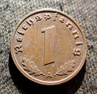 Old Coin Of Third Reich Nazi Germany 1 Reichspfennig 1938 Berlin