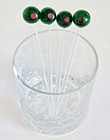 Set Of 4 Vtg Martini 101 Glass Cocktail Olive Picks Hand Made
