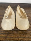 Vintage Ivory Leather Baby Crib Shoes Soft Sole Mary Jane Doll Display Baby Vtg
