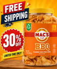 New Mac s Chicharrones Bbq Flavored Crispy Fried Pork Skins  11 Oz Canister