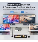 Kceve Usb-c Dual Monitor Kvm Switch 2 Laptops 4 Usb 3 0 Ports 80w Pd