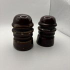 2 Unmarked Unnamed Brown Chestnut Ceramic Porcelain Telegraph Insulators