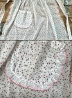 Vtg Tie Half Apron Semi-sheer Dainty Tiny Floral-pink Rosebud Ruffle Pocket