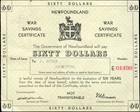 Canada Newfoundland Used 1944-45 War Savings Certificates  4   3  6  12  60