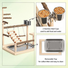 Wood Pet Parrot Playground Bird Play Stand Toys Perch With Feeder Cups For Cocka