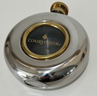 Courvoisier Cognac Stainless Steel 5 Oz  Round Window Flask With Brass Cap