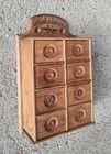 Vintage Antique Primitive Wood 8 Drawer Wall Mount Kitchen Spice Cabinet