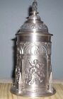 Very Rare-german Pewter Beer Stein-4 Panels-artist Albrecht Duerer-8 5  Tall