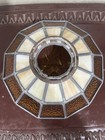 Vintage Tiffany Style Stained Glass Lamp Shade Amber White Ceiling Mount