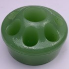 Vintage Green Glass Flower Frog 8 Hole Center Vase Insert Floral Arranger