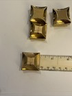 4 Vintage Geometric Square Gold Metal Buttons 1 1 8   