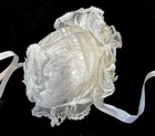 French Victorian Baby   Doll Bonnet All Lace And Silk Ribbons