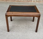 Vintage Danish Modern Walnut Side End Table Black Inset Top Mcm Mid Century