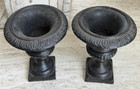 Pair Antique Cast Iron Garden Urn Planter Vase Set Of 2 Small Size 5 25  Height