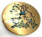Vintage Stratton Powder Compact Unused Enamelled Birds