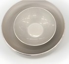 Two Emalox Bowls Silver Enamel Aluminum Norway Mid Century Original Sticker 4-5 