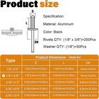 250pcs 1 8  X 3 8  Black Aluminum Pop Rivets With Stainless Steel Washers 3 2 X