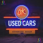 24x24  Chevrolet Chevy Dealership Ok Used Cars Garage Real Glass Neon Sign Light