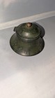 Antique Arts   Crafts Bronze Bell Inkwell With Original Glass Liner Insert