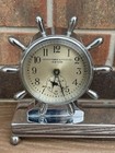 Abercrombie   Fitch Chelsea Ships Wheel Clock And Barometer Chrome 9   x6    Working