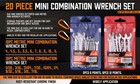 22pcs Combination Wrench Set Ignition Spanner Steel Tools Metric Sae Mini Small