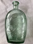 Set Of 2 Vintage Green Eagle  Lady Liberty Decanter Whiskey Bottle