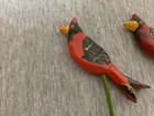 Vintage Hand Made Wooden Cardinal Bird Decoration Lot Of 3