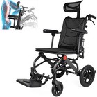 Adult Lightweight Foldable Reclining Wheelchair  18   Seat Width  Support 220lbs