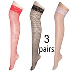 Lady s 3 Pairs Lace Fishnet Thigh High Stockings Hot Fashion Sexy Socks