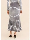 Anthropologie Norblack Norwhite Ice Aurora Velvet Pull-on Tiered Maxi Skirt Grey