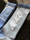 Nike Unisex Mid Calf Crew Socks 2 Pairs Size M Blue light Blue Cotton Logo