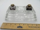 Vintage Glass Ink Well Two Containers