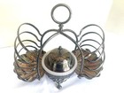 Victorian Silver Plated Toast Rack Crumb Tray And Butter Dish With Glass Insert