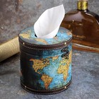 Sumnacon Round Retro Wooden Tissue Box Cover - Vintage Napkin Holder Pumping    