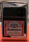 Vintage Collectible 1997 Budweiser Label High Polish Chrome Zippo Lighter 