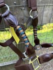 Horse Size Brown Nylon Halter Teal And Brown Mohair Noseband And Cheeks