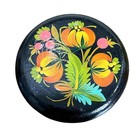 Ussr Lacquer Paper Mache Trinket Box Vintage Handmade Russian Floral 3 5 Inch