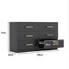 Black Color Large 6 Drawers Chest Of Drawer Dressers Table With Golden Handle