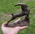 Gazelle Jumping Antique Art Deco Cast Iron Bookends By Littco