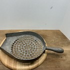 Vtg Metal Perforated Scoop strainer Kitchen Farm Tool