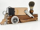 Barber Shaving Set Badger Brush Straight Razor Leather Strop Storage Box Balm Ki