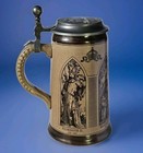 Marzi   Remy Henninger Kaiser Lidded Beer Stein Emperior Panels 1 2  Tall  5 Lit