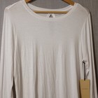 Nwt  Halogen White Basic Long Sleeve Top Key Hole Back Soft Womens L  a1-126