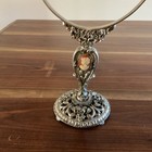 Vintage Cast Metal Ornate Vanity Make Up Swivel Mirror With Cameo Insert 13 5   