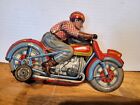 Nice Vintage Tin Wind Up Technofix Motorcycle With  15 Driver