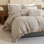  100  Cotton Duvet Cover Set Ruffle Duvet Cover Textured Farmhouse Queen Linen