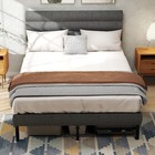 Full Queen Size Upholstered Bed Frame metal Platform Bed Frame With Headboard