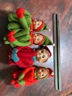 Vintage 1950s   1960s Set Of 4 Knee Hugger Pixie Elf Dolls     Made In Japan Felt