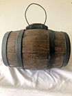 Antique French Small Peasant Hand-held Oak Wooden Wine Barrel Keg C1800s