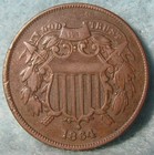 1864 Civil War Era Two Cent Piece Better Grade Details Old Us Coin  516